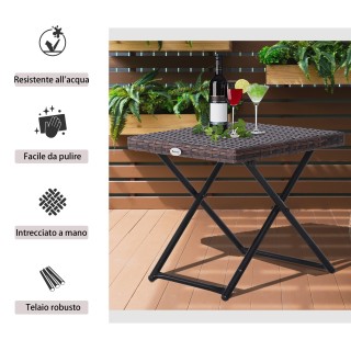 Τραπεζάκι σαλονιού Outsunny πτυσσόμενο κήπου από συνθετικό ρατάν κα...