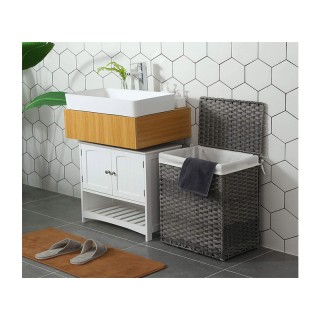 Καλάθι Απλύτων από Συνθετικό Ρατάν 90 Lt Χρώματος Γκρι Songmics LCB... Καλάθι Απλύτων από Συνθετικό Ρατάν 90 Lt Χρώματος Γκρι Songmics LCB...