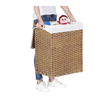 Καλάθι Απλύτων από Συνθετικό Ρατάν 90 Lt Χρώματος Καφέ Ανοιχτό Song...