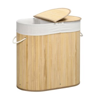 Καλάθι Απλύτων από Μπαμπού με 2 Χώρους 100 Lt HOMCOM 850-220V00ND