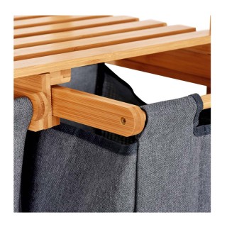 Καλάθι Απλύτων από Μπαμπού με 2 Χώρους και 1 Ράφι 02012284 Bakaji 0...