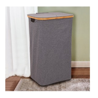 Καλάθι Απλύτων από Μπαμπού με Υφασμάτινη Τσάντα 41 x 33 x 62 cm Bak... Καλάθι Απλύτων από Μπαμπού με Υφασμάτινη Τσάντα 41 x 33 x 62 cm Bak...