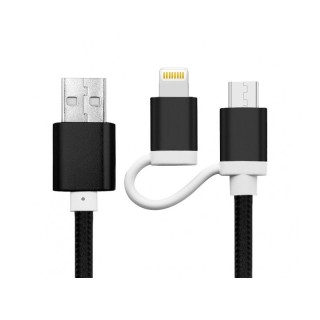 Καλώδιο USB to Lightning με Micro USB 2 σε 1 για iOS & Android Χρώμ...