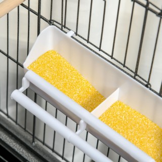 Τροχήλατο Κλουβί Πτηνών με Αφαιρούμενο Δίσκο, 78x52x132cm Σκούρο Γκ...