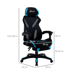 Καρέκλα Gaming με Υποπόδιο 65 x 65 x 119-129 cm Vinsetto 921-516BU Καρέκλα Gaming με Υποπόδιο 65 x 65 x 119-129 cm Vinsetto 921-516BU
