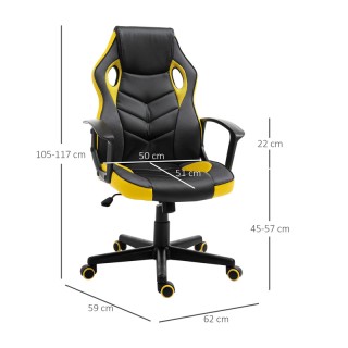 Καρέκλα Γραφείου 62 x 59 x 105-117 cm Χρώματος Κίτρινο Vinsetto 921...