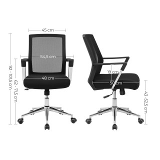 Καρέκλα Γραφείου 61 x 55 x 102 cm Χρώματος Μαύρο Songmics OBN83B