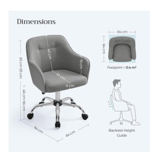 Καρέκλα Γραφείου 65 x 69 x 83-93 cm Χρώματος Σκούρο Γκρι Songmics O... Καρέκλα Γραφείου 65 x 69 x 83-93 cm Χρώματος Σκούρο Γκρι Songmics O...