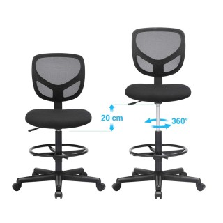 Καρέκλα Γραφείου με Υποπόδιο 64 x 64 x 97-117 cm Songmics OBN15BK Καρέκλα Γραφείου με Υποπόδιο 64 x 64 x 97-117 cm Songmics OBN15BK