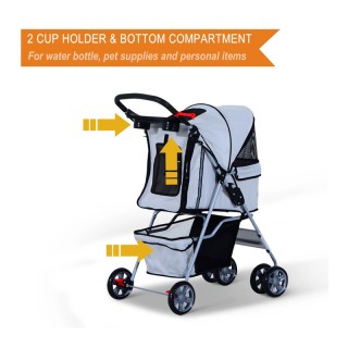 Καρότσι Μεταφοράς Κατοικιδίου 75 x 45 x 97 cm Χρώματος Γκρι PawHut ...