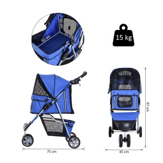 Καρότσι Μεταφοράς Κατοικιδίου 75 x 45 x 97 cm Χρώματος Μπλε PawHut ... Καρότσι Μεταφοράς Κατοικιδίου 75 x 45 x 97 cm Χρώματος Μπλε PawHut ...