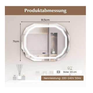 Καθρέπτης Μπάνιου με LED Φωτισμό 91.5 x 71 x 5 cm Costway BA8044DE Καθρέπτης Μπάνιου με LED Φωτισμό 91.5 x 71 x 5 cm Costway BA8044DE