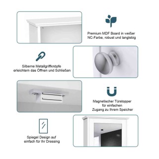 Καθρέπτης Μπάνιου με Ντουλάπι 34 x 15 x 53 cm Costway BA8033WH