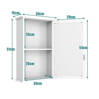 Καθρέπτης Μπάνιου με Ντουλάπι 34 x 15 x 53 cm Costway BA8033WH Καθρέπτης Μπάνιου με Ντουλάπι 34 x 15 x 53 cm Costway BA8033WH