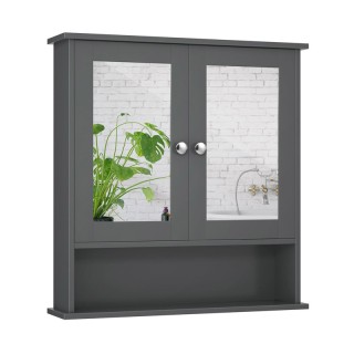 Καθρέπτης Μπάνιου με Ντουλάπι 56.5 x 13.5 x 58.5 cm Χρώματος Γκρι C...