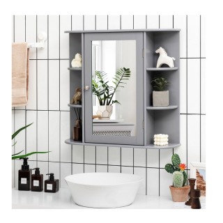 Καθρέπτης Μπάνιου με Ντουλάπι 66 x 16.7 x 63 cm Χρώματος Γκρι Costw... Καθρέπτης Μπάνιου με Ντουλάπι 66 x 16.7 x 63 cm Χρώματος Γκρι Costw...