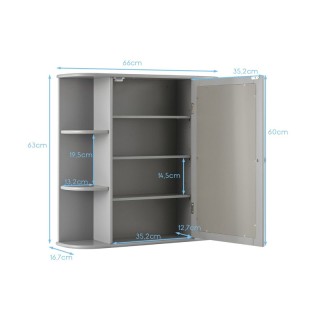 Καθρέπτης Μπάνιου με Ντουλάπι 66 x 16.7 x 63 cm Χρώματος Γκρι Costw... Καθρέπτης Μπάνιου με Ντουλάπι 66 x 16.7 x 63 cm Χρώματος Γκρι Costw...