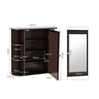 Καθρέπτης Μπάνιου με Ντουλάπι 66 x 16.7 x 63 cm Χρώματος Καφέ Costw... Καθρέπτης Μπάνιου με Ντουλάπι 66 x 16.7 x 63 cm Χρώματος Καφέ Costw...