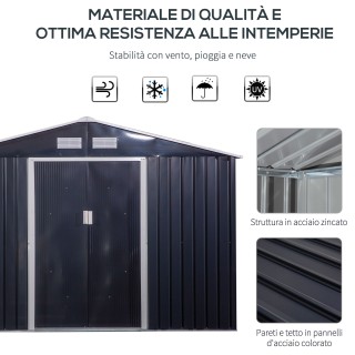 Υπόστεγο κήπου Outsunny με 2 συρόμενες πόρτες και 4 αεραγωγούς, σε ...