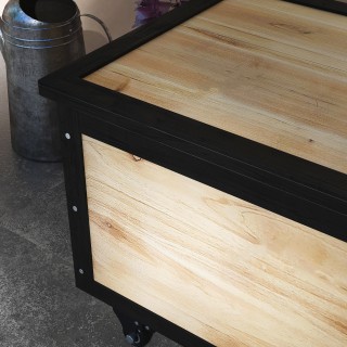 Πάγκος αποθήκευσης Outsunny 121L με 4 τροχίσκους και λαβές από ξύλο... Πάγκος αποθήκευσης Outsunny 121L με 4 τροχίσκους και λαβές από ξύλο...