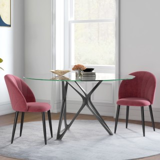 HOMCOM Σετ 2 καρέκλες τραπεζαρίας με επένδυση από βελούδο με μεταλλ... HOMCOM Σετ 2 καρέκλες τραπεζαρίας με επένδυση από βελούδο με μεταλλ...