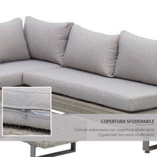 Outsunny Garden Lounge με καναπέ και τραπεζάκι σαλονιού σε γκρι PE ... Outsunny Garden Lounge με καναπέ και τραπεζάκι σαλονιού σε γκρι PE ...
