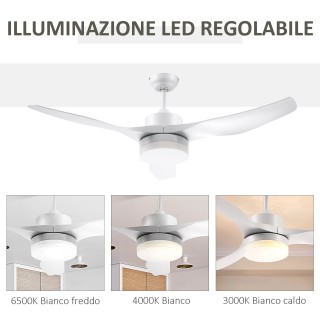 HOMCOM 3 Mode LED Light Ανεμιστήρας Οροφής με Τηλεχειριστήριο, 6 Τα...