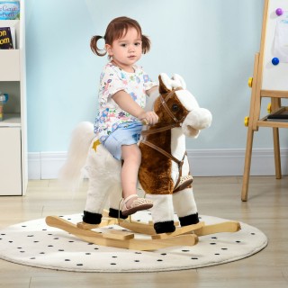HOMCOM Rocking Horse για Παιδιά 3-6 ετών σε Λούτρινο Παιχνίδι με Ήχ...