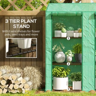 Θερμοκήπιο Outsunny Garden με κάλυμμα πολυαιθυλενίου, 6 ράφια και 2...