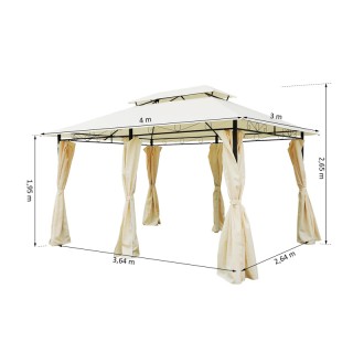 Κιόσκι Κήπου με Μεταλλικό Σκελετό και Διπλή Οροφή 400 x 300 x 265 c... Κιόσκι Κήπου με Μεταλλικό Σκελετό και Διπλή Οροφή 400 x 300 x 265 c...