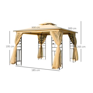 Κιόσκι Κήπου με Μεταλλικό Σκελετό και Κουνουπιέρες 300 x 300 x 265 ... Κιόσκι Κήπου με Μεταλλικό Σκελετό και Κουνουπιέρες 300 x 300 x 265 ...