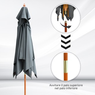 Ομπρέλα Outsunny Garden 3x3m με 8 μπαστούνια μπαμπού και κάλυμμα αν... Ομπρέλα Outsunny Garden 3x3m με 8 μπαστούνια μπαμπού και κάλυμμα αν...