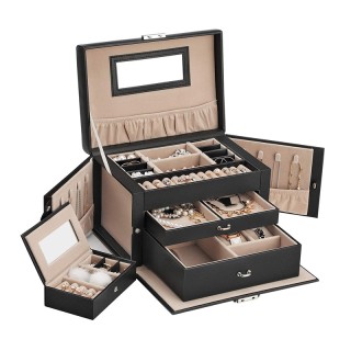 Κοσμηματοθήκη - Μπιζουτιέρα 26 x 18 x 17 cm Χρώματος Μαύρο Songmics... Κοσμηματοθήκη - Μπιζουτιέρα 26 x 18 x 17 cm Χρώματος Μαύρο Songmics...