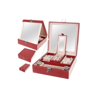 Κοσμηματοθήκη - Μπιζουτιέρα 25.5 x 25.5 x 9 cm Χρώματος Κόκκινο SPM...