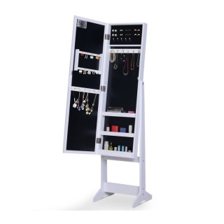 Ξύλινη Κοσμηματοθήκη Μπιζουτιέρα με Ολόσωμο Καθρέφτη και LED Φωτισμ...