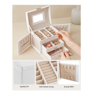 Κοσμηματοθήκη - Μπιζουτιέρα 17.7 x 13.8 x 13.5 cm Songmics JBC154W01 Κοσμηματοθήκη - Μπιζουτιέρα 17.7 x 13.8 x 13.5 cm Songmics JBC154W01