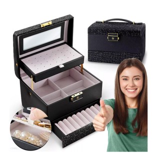 Κοσμηματοθήκη - Μπιζουτιέρα 17.5 x 13.7 x 12.5 cm Χρώματος Μαύρο Ma... Κοσμηματοθήκη - Μπιζουτιέρα 17.5 x 13.7 x 12.5 cm Χρώματος Μαύρο Ma...
