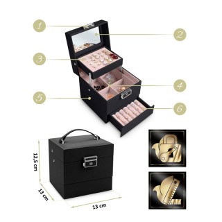 Κοσμηματοθήκη - Μπιζουτιέρα 17.5 x 13.7 x 12.5 cm Χρώματος Μαύρο Ma... Κοσμηματοθήκη - Μπιζουτιέρα 17.5 x 13.7 x 12.5 cm Χρώματος Μαύρο Ma...