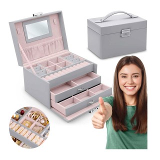 Κοσμηματοθήκη - Μπιζουτιέρα 18.6 x 14.8 x 11 cm Χρώματος Γκρι Massi... Κοσμηματοθήκη - Μπιζουτιέρα 18.6 x 14.8 x 11 cm Χρώματος Γκρι Massi...