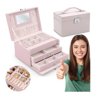 Κοσμηματοθήκη - Μπιζουτιέρα 18.6 x 14.8 x 11 cm Χρώματος Ροζ Massid... Κοσμηματοθήκη - Μπιζουτιέρα 18.6 x 14.8 x 11 cm Χρώματος Ροζ Massid...