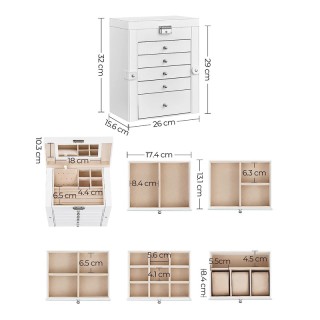 Κοσμηματοθήκη - Μπιζουτιέρα με 5 Συρτάρια 26 x 15.6 x 32 cm Χρώματο... Κοσμηματοθήκη - Μπιζουτιέρα με 5 Συρτάρια 26 x 15.6 x 32 cm Χρώματο...