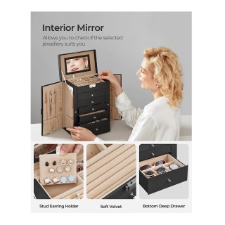 Κοσμηματοθήκη - Μπιζουτιέρα με 5 Συρτάρια 26 x 15.6 x 32 cm Χρώματο... Κοσμηματοθήκη - Μπιζουτιέρα με 5 Συρτάρια 26 x 15.6 x 32 cm Χρώματο...