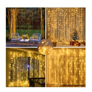 Κουρτίνα 3 x 3 m με 300 Λαμπάκια LED Θερμό Λευκό 5V SPM 5908222224257