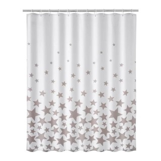 Κουρτίνα Μπάνιου με Κρίκους 180 x 200 cm Star Print Grey Bakaji 028... Κουρτίνα Μπάνιου με Κρίκους 180 x 200 cm Star Print Grey Bakaji 028...