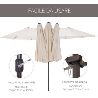 Outsunny Outdoor Double Canopy Parasol, Anti UV 460 x 270 x 240, Μπ... Outsunny Outdoor Double Canopy Parasol, Anti UV 460 x 270 x 240, Μπ...