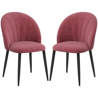 HOMCOM Σετ 2 καρέκλες τραπεζαρίας με επένδυση από βελούδο με μεταλλ...