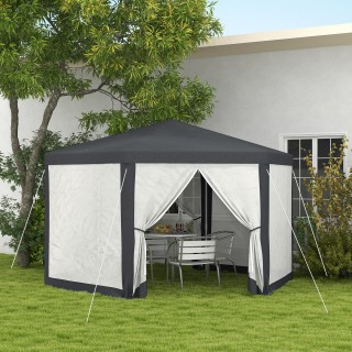 Outsunny Hexagonal Garden Gazebo με Διπλή Είσοδο, σε Μέταλλο και Πο...