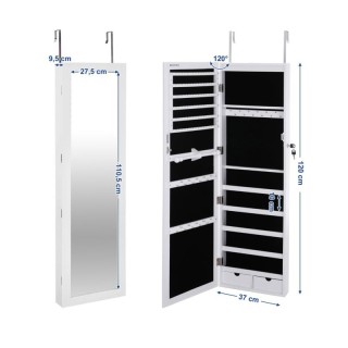 Κρεμαστή Κοσμηματοθήκη Μπιζουτιέρα με Καθρέπτη και Φωτισμό LED 37 x...