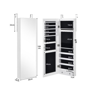 Κρεμαστή Κοσμηματοθήκη - Μπιζουτιέρα με Ολόσωμο Καθρέπτη και Φωτισμ...