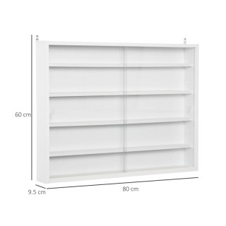 Κρεμαστή Ξύλινη Βιτρίνα με 5 Ρυθμιζόμενα Ράφια 80 x 9.5 x 60 cm Χρώ...